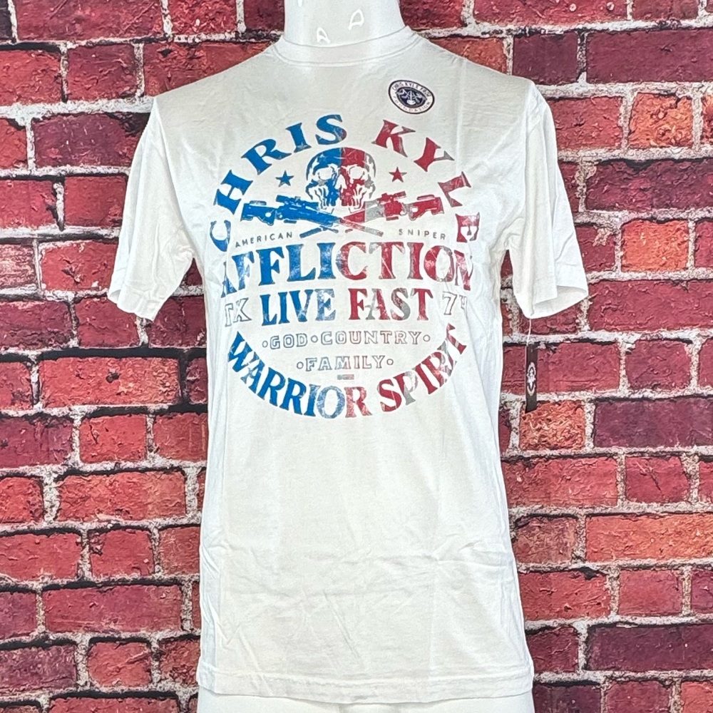 Affliction Men's Short Sleeve Graphic T-shirt - White / Red -Size: M / L - NWT